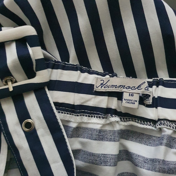 NWOT Hammock & Vine Size 16 Blue White Stripes Midi Skirt with Matching Belt - Picture 3 of 15